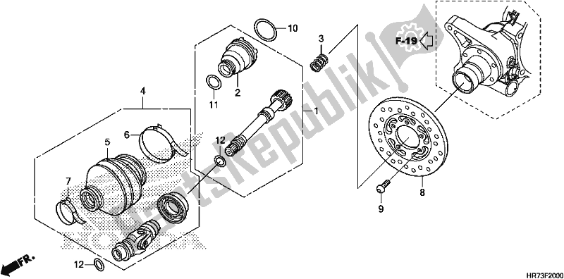 All parts for the Propeller Shaft of the Honda TRX 420 FA6 2018