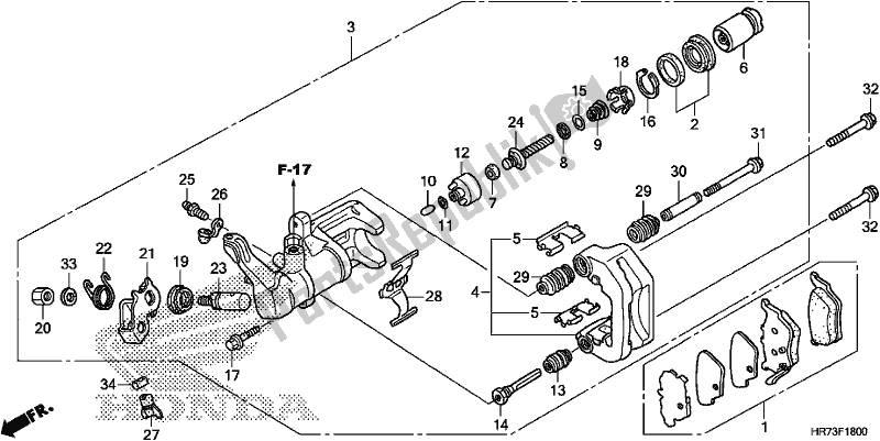 All parts for the Rear Brake Caliper of the Honda TRX 420 FA6 2018