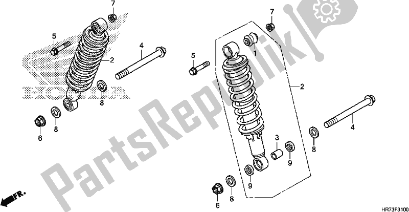 All parts for the Rear Cushion of the Honda TRX 420 FA6 2018