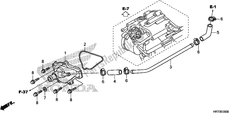 Tutte le parti per il Coperchio Della Pompa Dell'acqua del Honda TRX 420 FA6 2018