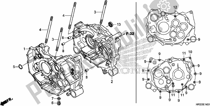 Alle onderdelen voor de Carter van de Honda TRX 420 FE1 2020