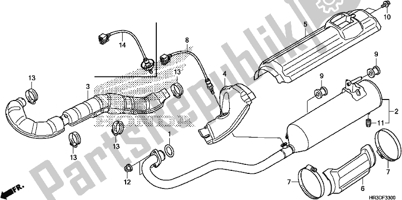 All parts for the Exhaust Muffler of the Honda TRX 420 FE1 2020