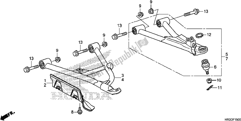 All parts for the Front Arm of the Honda TRX 420 FE1 2020