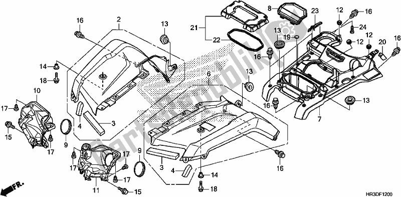 Alle onderdelen voor de Voorspatbord van de Honda TRX 420 FE1 2020