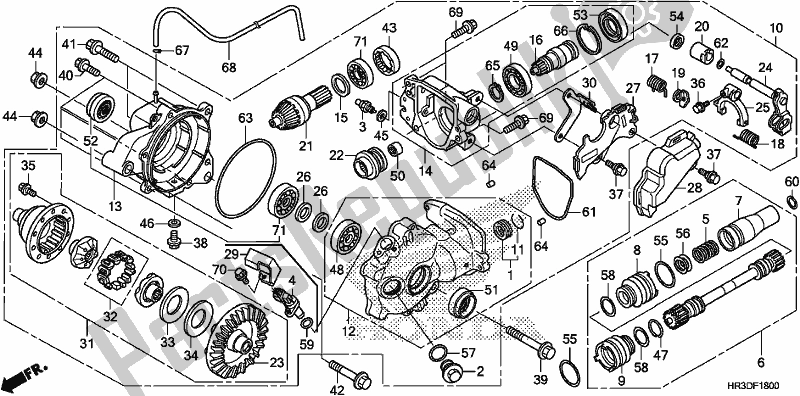 Alle onderdelen voor de Voorste Eindversnelling van de Honda TRX 420 FE1 2020