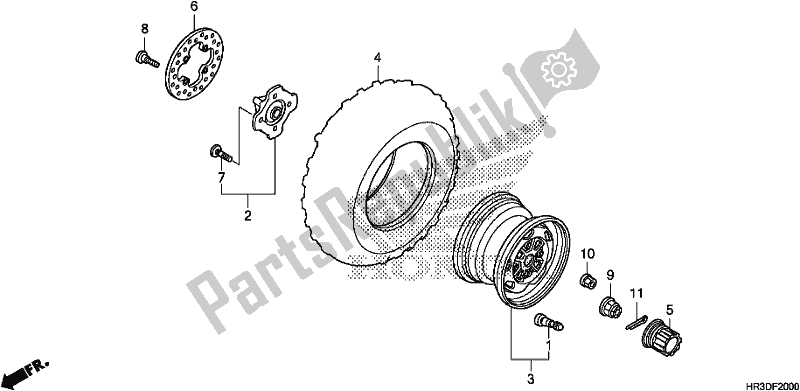 All parts for the Front Wheel of the Honda TRX 420 FE1 2020