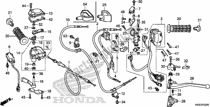 Alle onderdelen voor de Handle Lever/switch/cable van de Honda TRX 420 FE1 2020