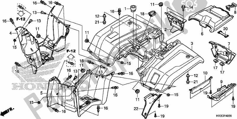Alle onderdelen voor de Achterspatbord van de Honda TRX 420 FE1 2020