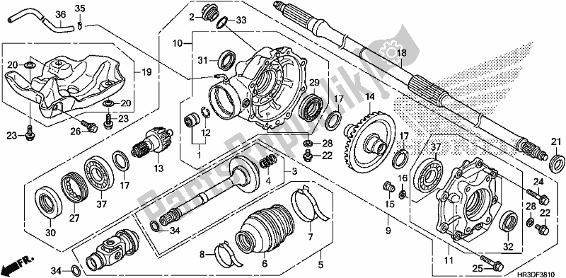 Alle onderdelen voor de Achterste Versnelling van de Honda TRX 420 FE1 2020