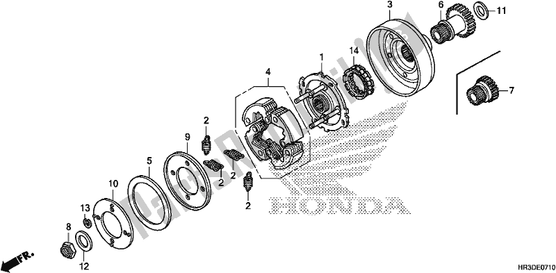 All parts for the Starting Clutch of the Honda TRX 420 FE1 2020