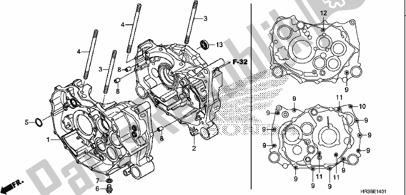 All parts for the Crankcase of the Honda TRX 420 FM1 2018