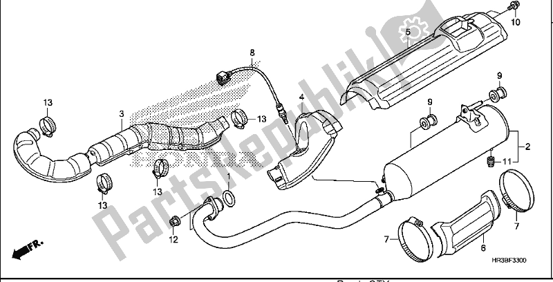 All parts for the Exhaust Muffler of the Honda TRX 420 FM1 2018