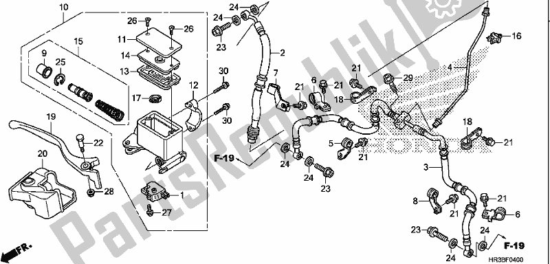 Wszystkie części do G?ówny Cylinder Hamulca Przedniego Honda TRX 420 FM1 2018