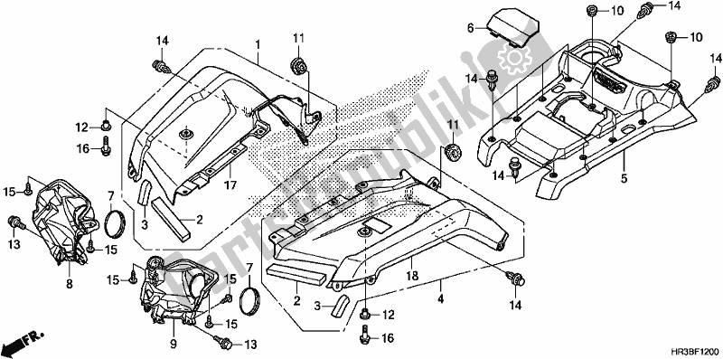 Toutes les pièces pour le Garde-boue Avant du Honda TRX 420 FM1 2018