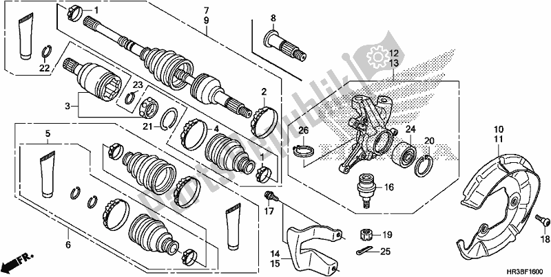 All parts for the Front Knuckle/front Drive Shaft of the Honda TRX 420 FM1 2018