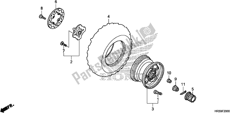 All parts for the Front Wheel of the Honda TRX 420 FM1 2018