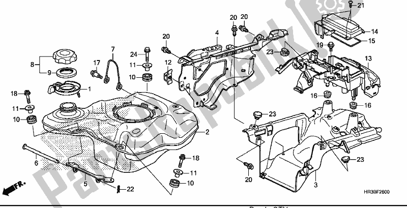 All parts for the Fuel Tank of the Honda TRX 420 FM1 2018