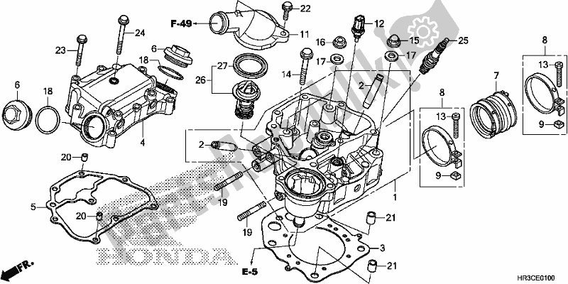 All parts for the Cylinder Head of the Honda TRX 420 FM1 2019