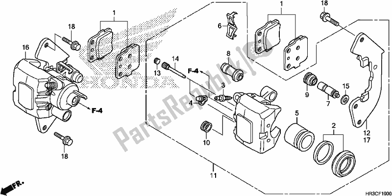 All parts for the Front Brake Caliper of the Honda TRX 420 FM1 2019