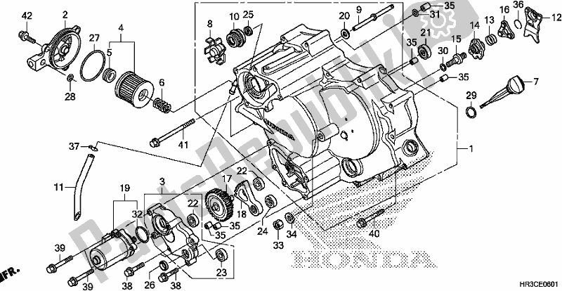 Alle onderdelen voor de Voorste Carterdeksel van de Honda TRX 420 FM1 2019