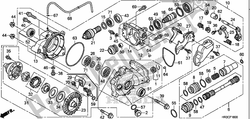 Alle onderdelen voor de Voorste Eindversnelling van de Honda TRX 420 FM1 2019