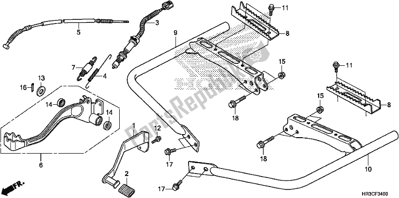 Alle onderdelen voor de Pedal/step van de Honda TRX 420 FM1 2019