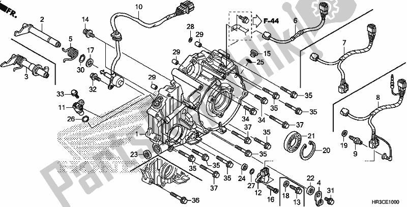 All parts for the Rear Crankcase Cover of the Honda TRX 420 FM1 2019