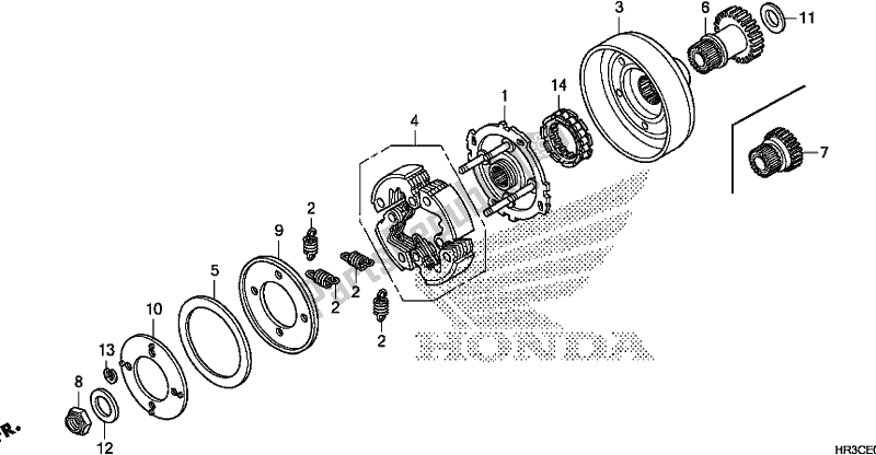 Alle onderdelen voor de Startkoppeling van de Honda TRX 420 FM1 2019