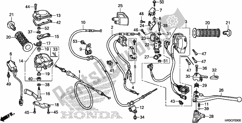 Alle onderdelen voor de Schakelaar / Kabel van de Honda TRX 420 FM1 2019