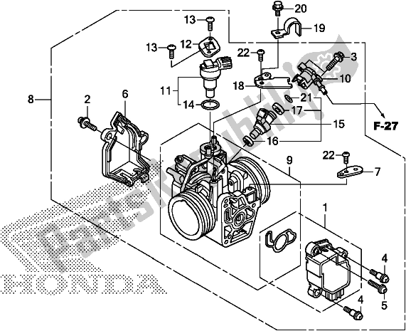 Alle onderdelen voor de Gasklephuis van de Honda TRX 420 FM1 2019