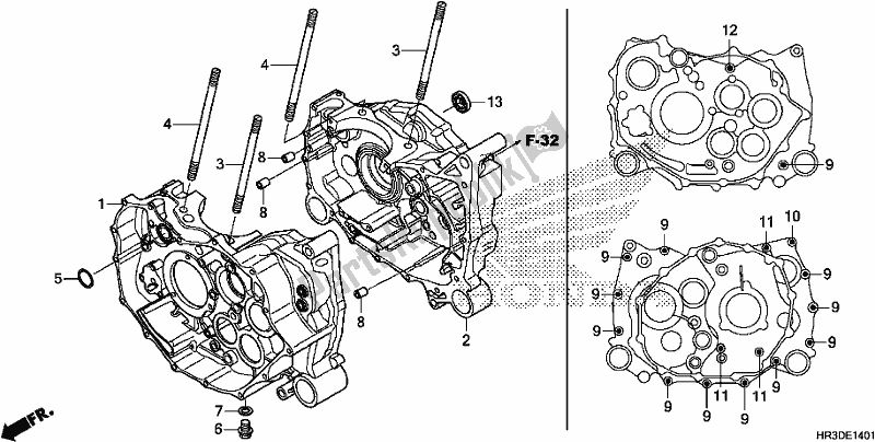 All parts for the Crankcase of the Honda TRX 420 FM1 2020