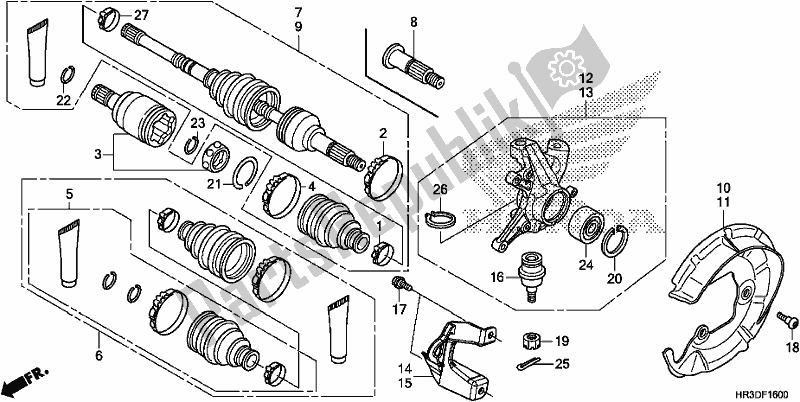 All parts for the Front Knuckle/front Drive Shaft of the Honda TRX 420 FM1 2020