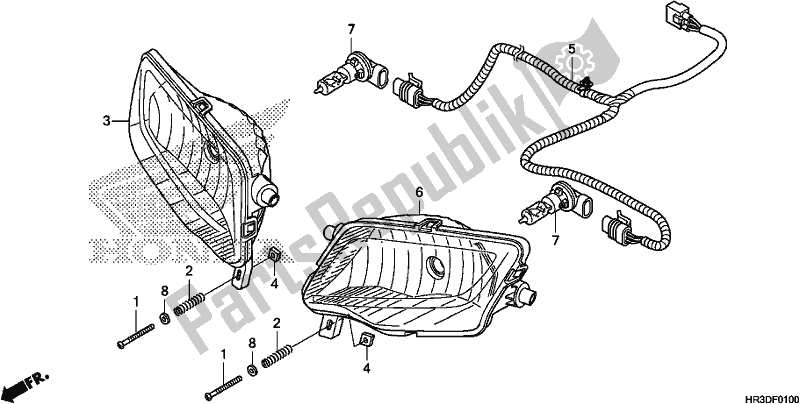 Alle onderdelen voor de Koplamp van de Honda TRX 420 FM1 2020
