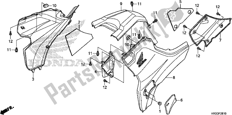 Tutte le parti per il Side Cover/tank Cover del Honda TRX 420 FM1 2020