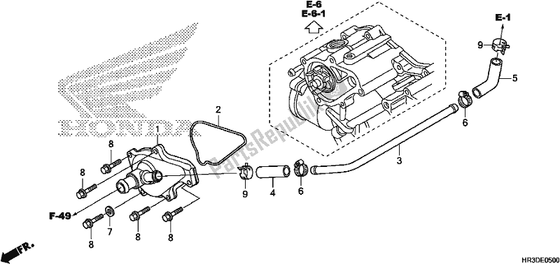 All parts for the Water Pump Cover of the Honda TRX 420 FM1 2020