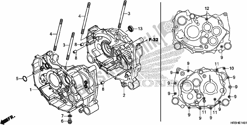 Alle onderdelen voor de Carter van de Honda TRX 420 FM2 2017