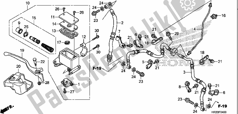 Tutte le parti per il Pompa Freno Anteriore del Honda TRX 420 FM2 2018