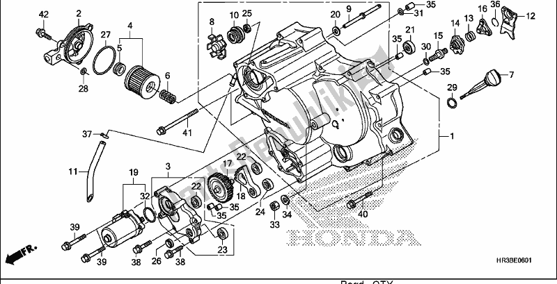 All parts for the Front Crankcase Cover of the Honda TRX 420 FM2 2018