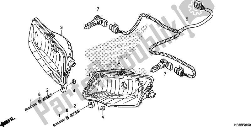 All parts for the Headlight of the Honda TRX 420 FM2 2018