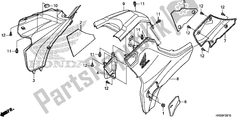 Todas las partes para Side Cover/tank Cover de Honda TRX 420 FM2 2018