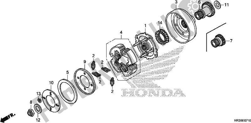 Alle onderdelen voor de Startkoppeling van de Honda TRX 420 FM2 2018