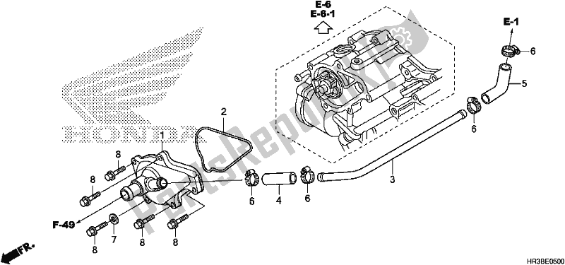 Tutte le parti per il Coperchio Della Pompa Dell'acqua del Honda TRX 420 FM2 2018