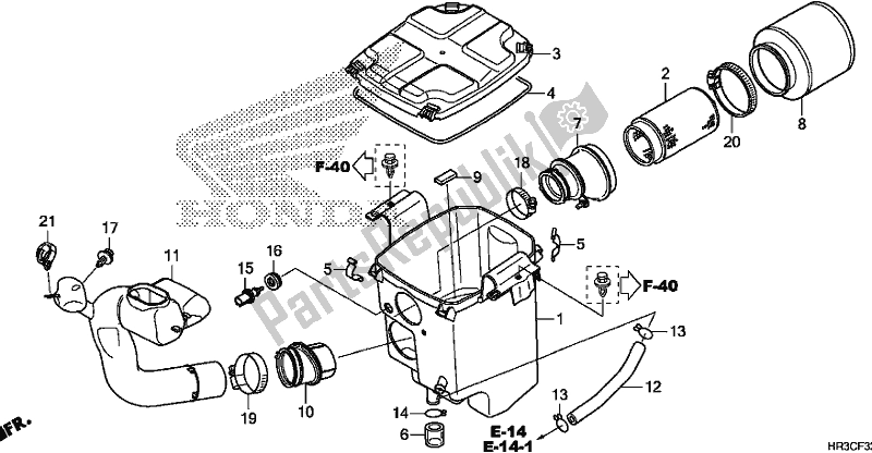 Todas as partes de Filtro De Ar do Honda TRX 420 FM2 2019