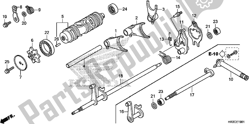 Tutte le parti per il Forcella Del Cambio del Honda TRX 420 FM2 2019