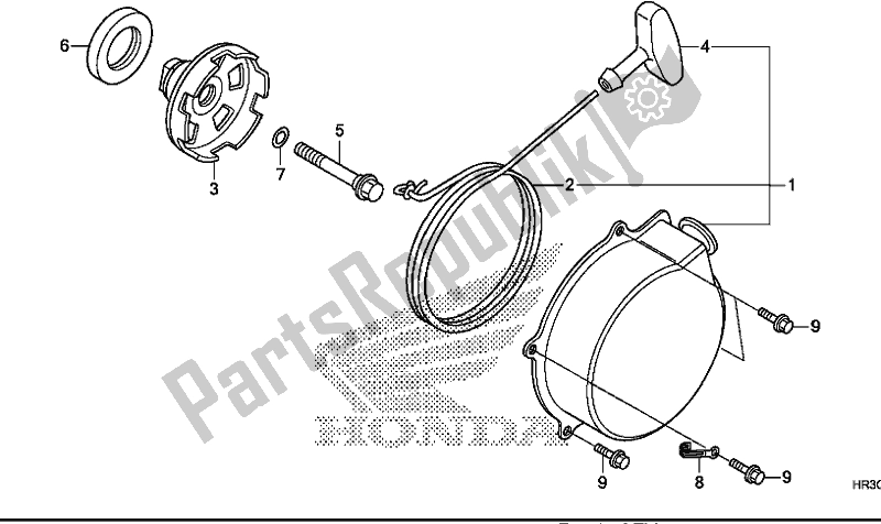 Alle onderdelen voor de Terugloopstarter van de Honda TRX 420 FM2 2019