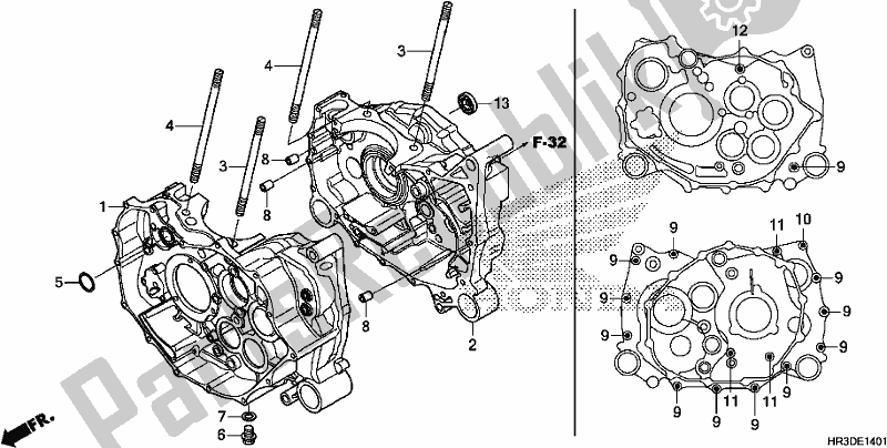 All parts for the Crankcase of the Honda TRX 420 FM2 2020