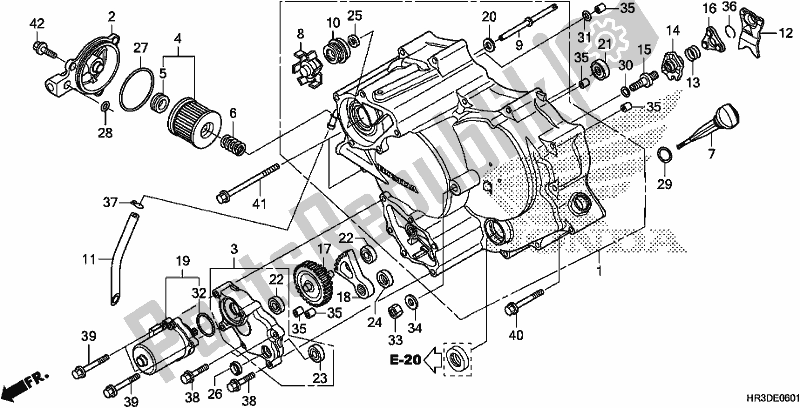 Alle onderdelen voor de Voorste Carterdeksel van de Honda TRX 420 FM2 2020