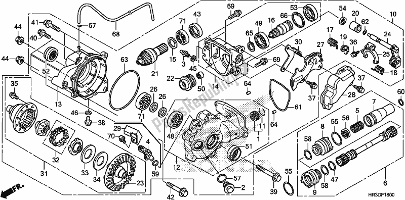 All parts for the Front Final Gear of the Honda TRX 420 FM2 2020