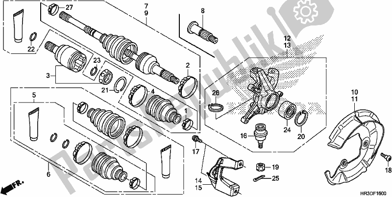 All parts for the Front Knuckle/front Drive Shaft of the Honda TRX 420 FM2 2020