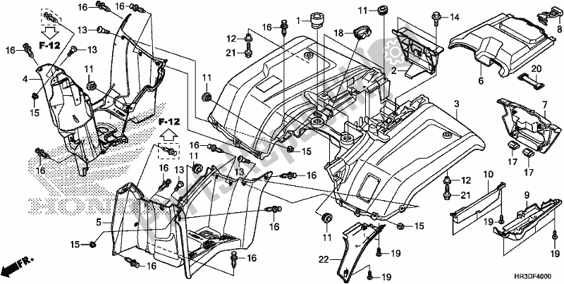 All parts for the Rear Fender of the Honda TRX 420 FM2 2020